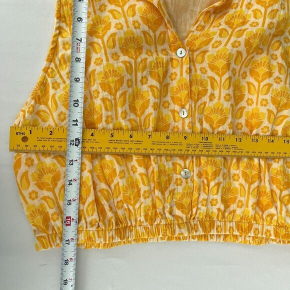 Show Me Your Mumu Camden Collared Button Sleeveless Yellow Floral Top Women XL - Picture 13 of 15